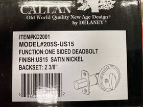 205s-us15 Callan One-sided Deadbolt Satin Nickel 2 3/8 Inch