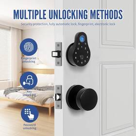 8626 Cielsa Dawn Black Fingerprint Deadbolt Keyless Touchscreen Lock Easy Install 2 Knob