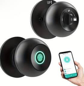 S10y-bk Ciepojit Intelligent Fingerprint Smart Door Knob Lock - Advanced Biometric Security With App