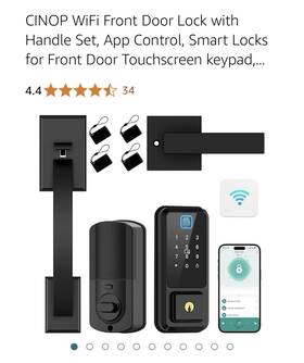 Cinop 635405409297 Wifi Smart Locks For Front Door With Handle Set App Control Keyless Entry D