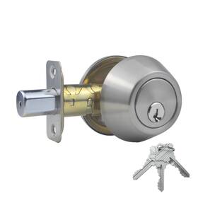 Comfhouse 768531733995 1 Side Keyed Deadbolt Lock Single Cylinder Dead Bolt Satin Nickel Round Exte