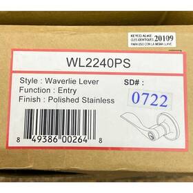Wl2240ps Copper Creek 849386002648 Waverlie Lever Keyed Entry Function Polished Stainless