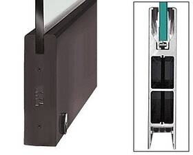 Dr10sdu34sl Crl Black Bronze Anodized 10 Inch Square Door Rail With Lock For 3/4 Glass - 35-3/