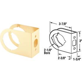 U-10261 Defender Security 1-3/4 Inch X 2-3/8 Brass Contemporary Door Reinforcer