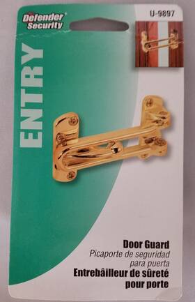 U-9897 Defender Security U 9897 Swing Bar Lock Entry Door Guard Brass Finish