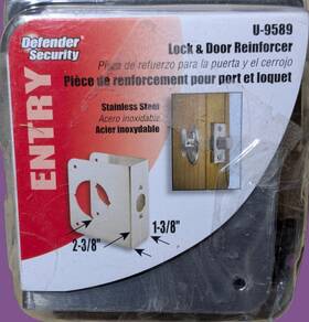 U-9589 Defender Security U9589 Lock And Door Reinforcer Stainless Steel 1-3/8 Inch Thickness