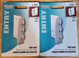 U9888 Defender Security Lot Of Two 2 White Entry Flip-over Door Lock - New