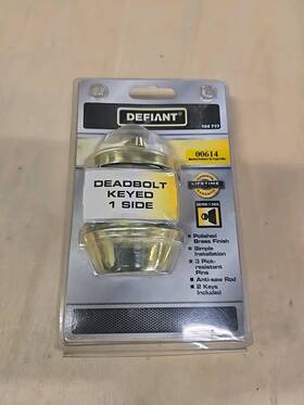 00614 Defiant Electronic Deadbolt Single Cylinder Satin Nickel