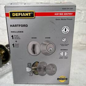Defiant 050134007758 Hartford Satin Nickel Combo Pack With Single Cylinder Deadbolt