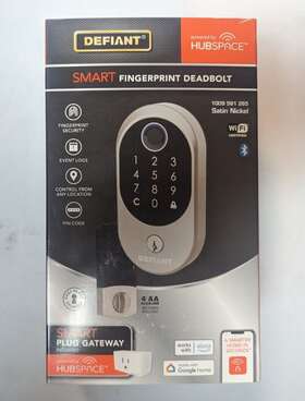 1009 Defiant 050134008519 Smart Fingerprint Deadbolt With Gateway 561 265 Satin Nickel New