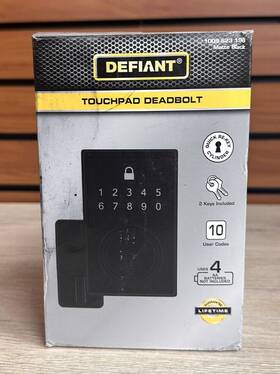 1009 Defiant 050134008540 Square Single Cylinder Deadbolt Matte Black 632 198