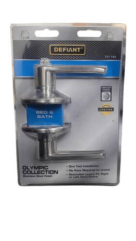 Defiant 050134990890 Olympic Stainess Steel Bed/bath Privacy Door Handle
