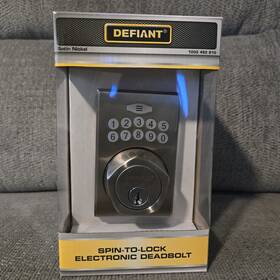 1002-482-810 Defiant Spin-to-lock Electronic Deadbolt Satin Nickel Keypad Lock New Sealed Box