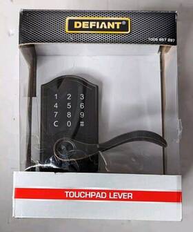 1005857297 Defiant Castle Aged Bronze Electronic Touchpad Door Lever