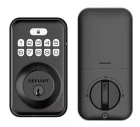 1007-756-867 Defiant Single Cylinder Square Electronic Keypad Deadbolt Matte Black Cr24