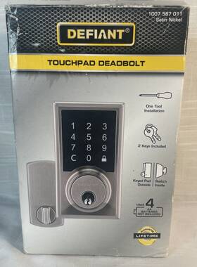 1007587011 Defiant Touchpad Deadbolt - Satin Nickel New Complete With Manual