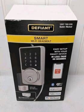 1007769039 Defiant Square Satin Nickel Smart Wi-fi Deadbolt With Hubspace 1007 769 039