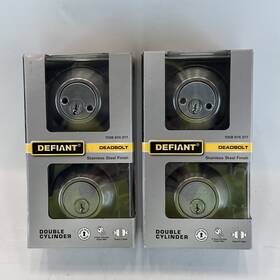 1008974317 Defiant 2 New Stainless Steel Double Cylinder Deadbolt Not Keyed Alike Lot Of