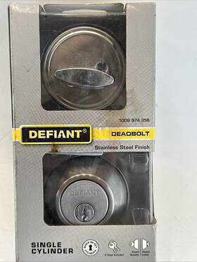 32dd61 Defiant Stainless Steel Single Cylinder Deadbolt