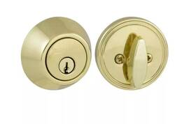 32dd71 Defiant Single Cylinder Deadbolt Polished Brass Adjustable Universal Mech