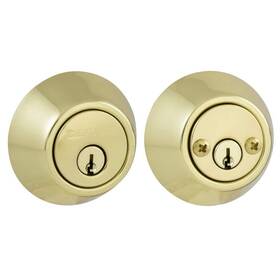 32dd72 Defiant Double Cylinder Deadbolt Lock Polished Brass Kw1 Keyway Adjustable Door