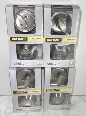 32ddx21 Defiant 4 Pack Deadbolt Door Lock Satin Nickel 2 Keys One 1 Side Keyed Entry