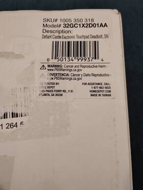 32gc1x2d01aa Defiant Touchpad Deadbolt