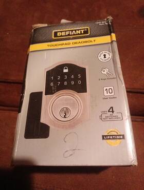 32gc7x2d01ahp Defiant Castle Satin Nickel Compact Touch Electronic Single Cylinder Deadbolt