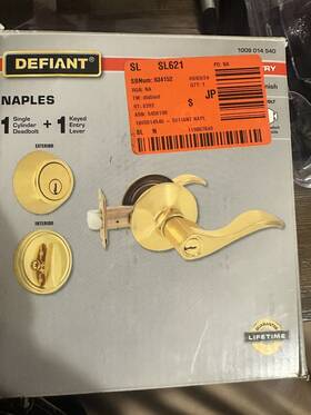 32mye7d1b Defiant Naples Polished Brass Combo Pack Single Cylinder Deadbolt Missing 1 Item