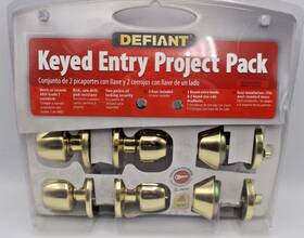 452-645 Defiant Keyed Entry Project Pack 2 Knobs And Deadbolts Brass