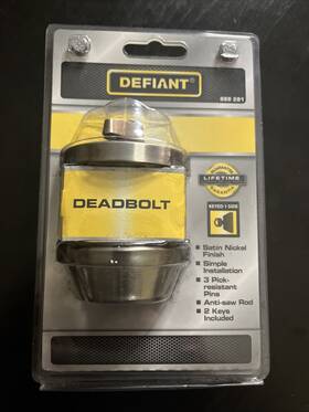 888281 Defiant Deadbolt Keyed One Side Satin Nickel Finish