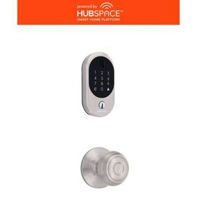 Bgx2ccc Defiant Hubspace Satin Nickel Round Fingerprint Deadbolt With Hartford Hall/closet Door
