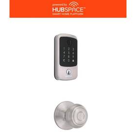 Bgx2cdc Defiant Hubspace Satin Nickel Square Fingerprint Deadbolt With Hartford Hall/closet Door