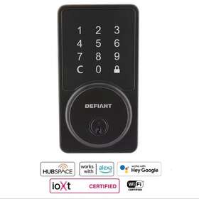 G32-kpdaj12-xq Defiant Smart Door Lock Round Deadbolt Bluetooth Keypad Wifi Hubspace Led