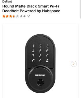 Hsgc6x9d01aj Defiant Round Matte Black Smart Wi-fi Deadbolt Powered By Hubspace