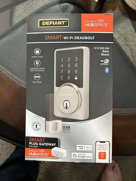 Hsgc9x2d01ajpb Defiant Round Satin Nickel Smart Wi-fi Deadbolt Powered By Hubspace -