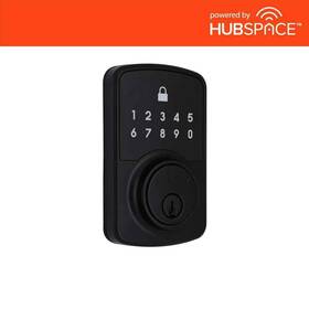 Hsgcxx901alpb Defiant Square Compact Hubspace Matte Black Electronic Single Cylinder Deadbolt