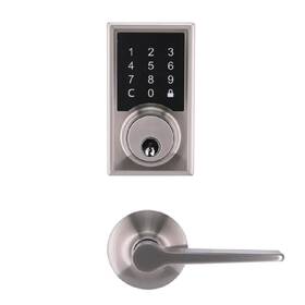 Mex2c2c Defiant Square Satin Nickel Electronic Single Cylinder Touchpad Deadbolt With Freedom