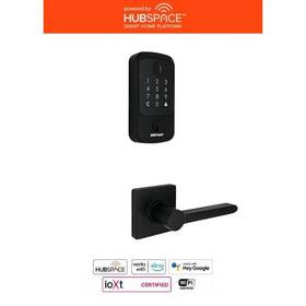 Ms3x9cdc Defiant Hubspace Matte Black Square Fingerprint Deadbolt With Tonebridge Hall/closet