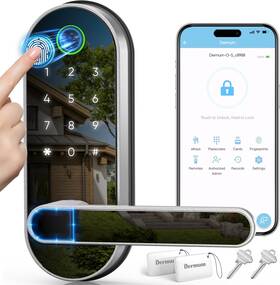 Dermum 744110768077 Keyless Entry Fingerprint Digital Smart Lock With Handle And Keypad Electronic/el