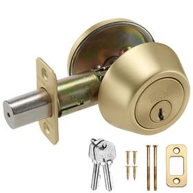 728923 Design House Single Cylinder Keyed Entry Deadbolt - Gold