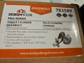 783589 Design House Single Cylinder Deadbolt Reversible For Left - Nickel