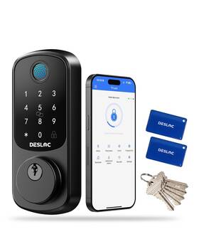 B200-blk Desloc B200 Fingerprint Keyless Door Lock App Control Smart Locks - Black