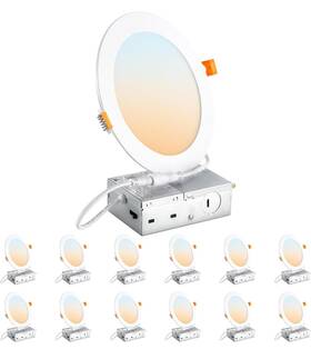 Ws-fpp11-6-12-2-b Dinglilighting 12 Pack 6 Inch 5cct Ultra-thin Led Recessed Ceiling Light With Junction Box New