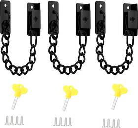 Diozatian 445036382363 Black Door Chain Stainless Steel Lock With Key Limiting Window Anti-t