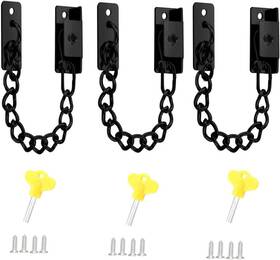 Diozatian 744759736949 Black Door Chain Stainless Steel Lock With Key Limiting Window Anti