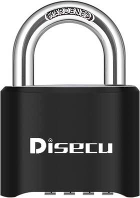 Disecu 710877417718 4 Digit Heavy Duty Combination Lock Outdoor 1.3 Inch Shackle 1p Black