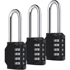 Ustal0-l-3p Diyife 3 Pack 2.6 Inch Long Shackle Combination Lock 4 Digit Outdoor Black