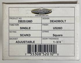 Db204132d Doormerica Commercial Deadbolt Double Cylinder Lock Db25126d Ada Hc Compliant