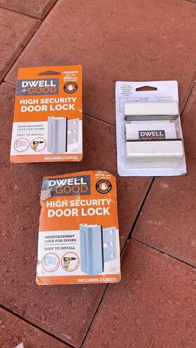 W-0128 Dwell Good 4 Packs. Door Lock For Home Security 2-pack White